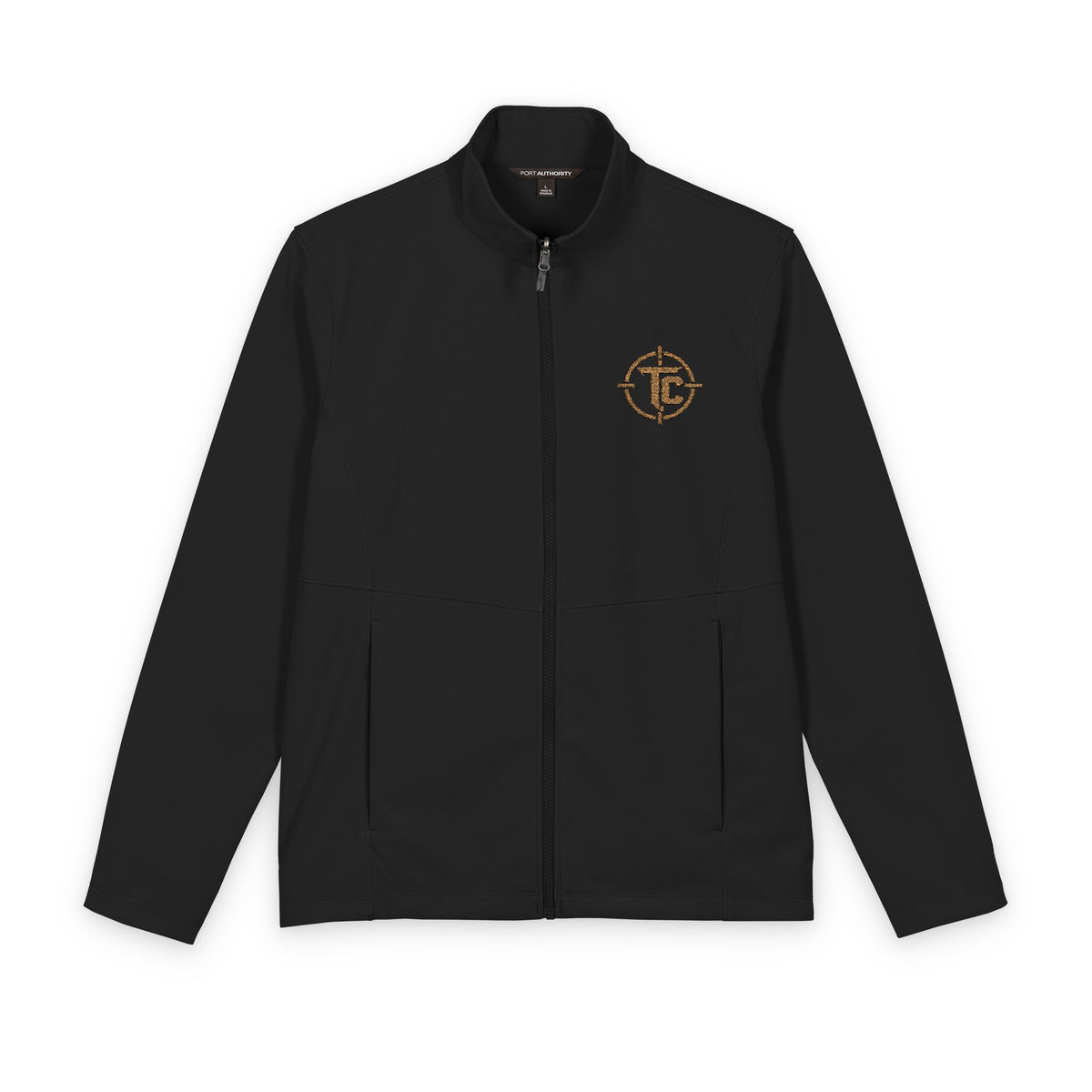 TC Essential Embroidered Soft Shell Jacket — Black & Gold
